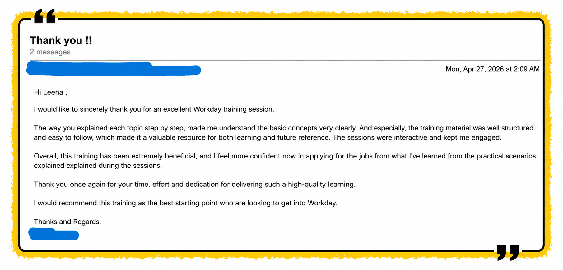 janani's feedback