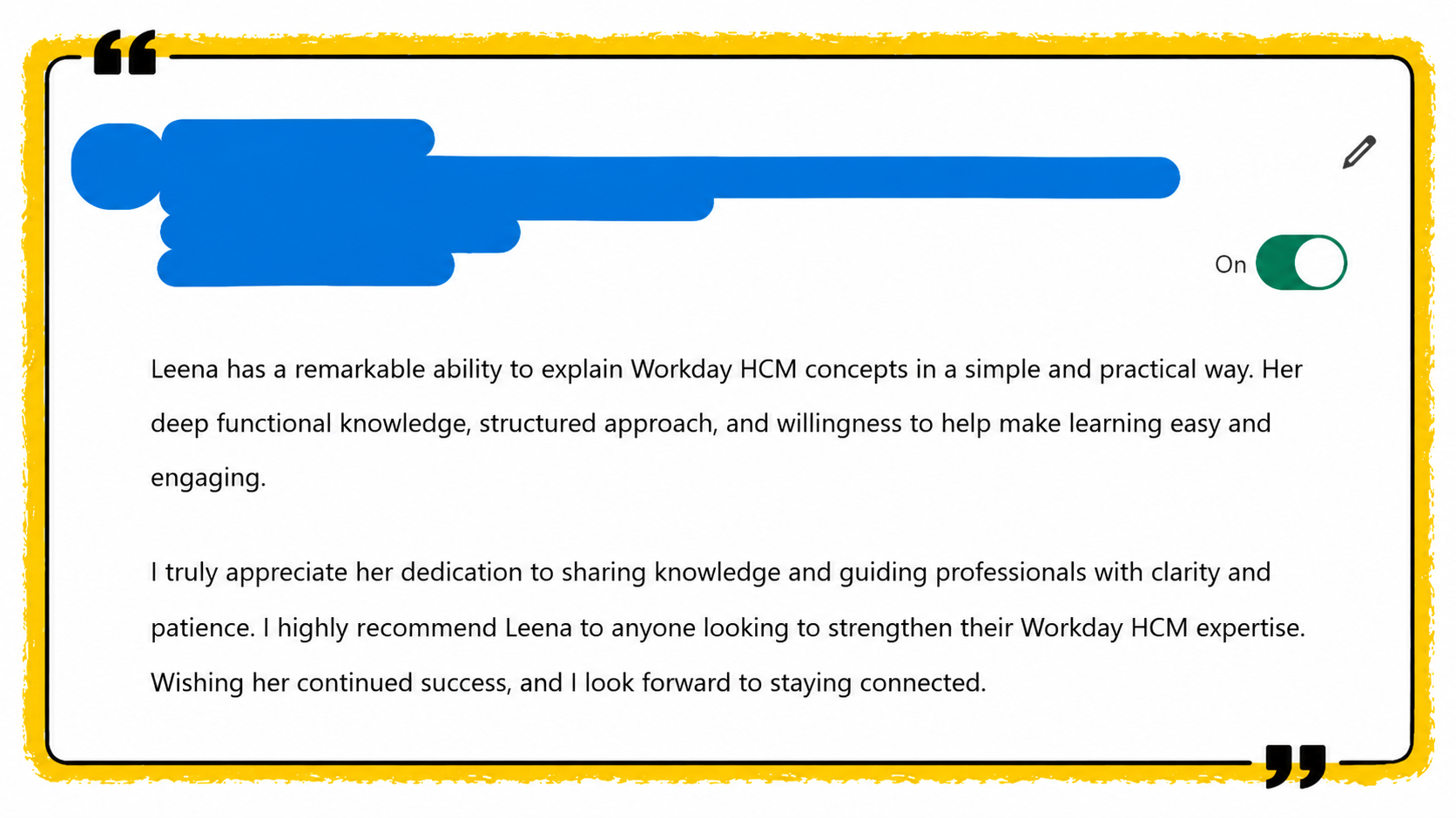 anita's feedback